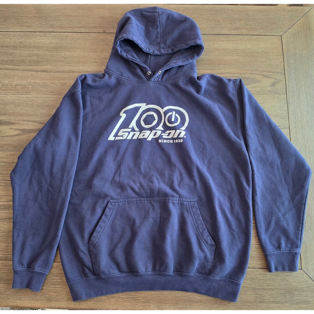 Snap-on Tools 100th Anniversary Hoodie Mens XL Dark Blue Graphic Sweatshirt